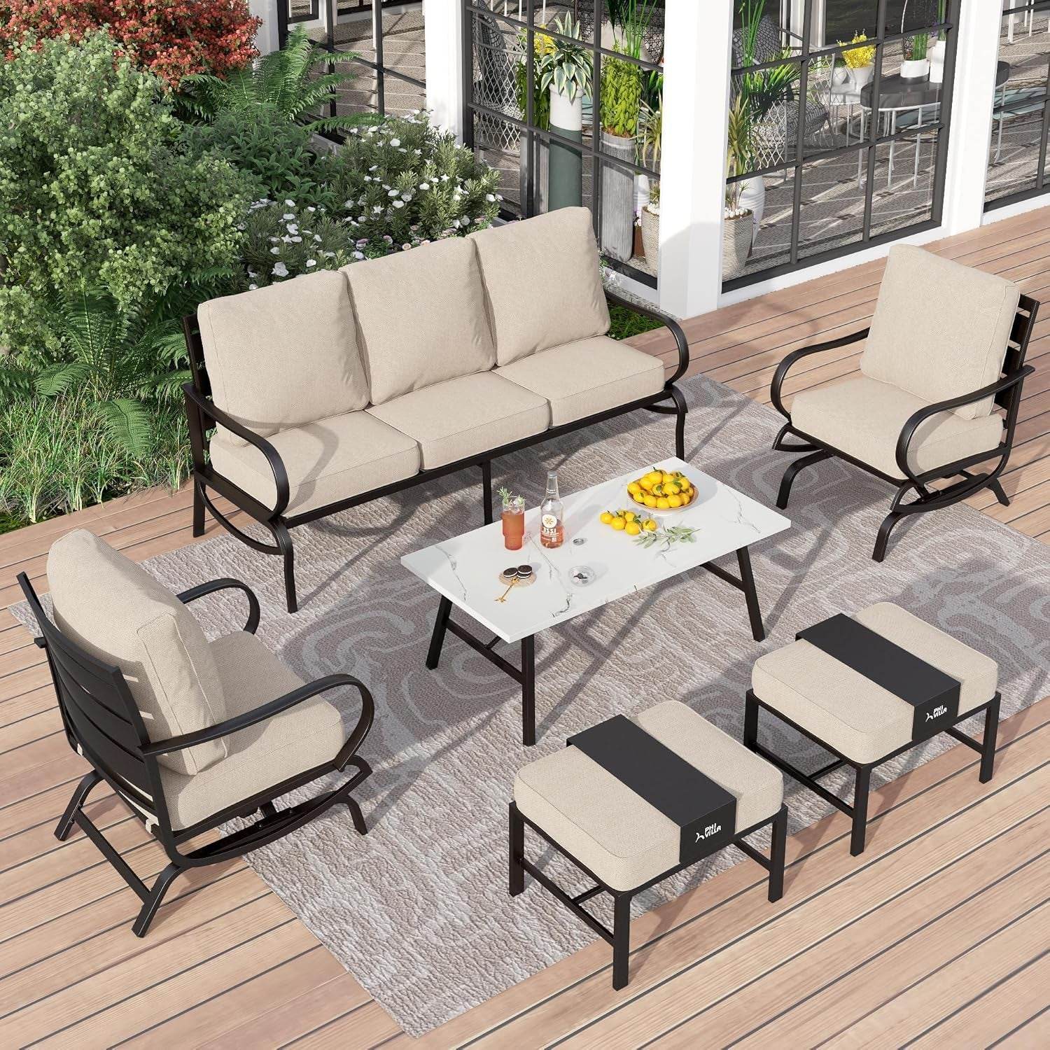 Deluxe 6 Piece Patio Furniture Set for Outdoor Comfort - Loft&Timber
