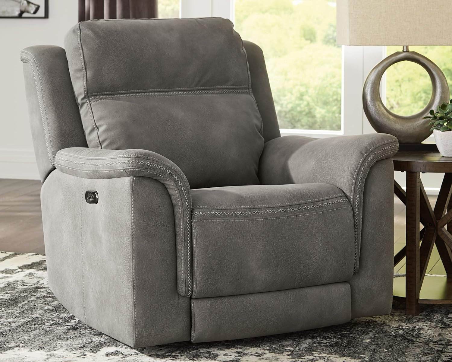 Next-Gen Durapella Power Recliner with Adjustable Headrest, Gray - Loft&Timber