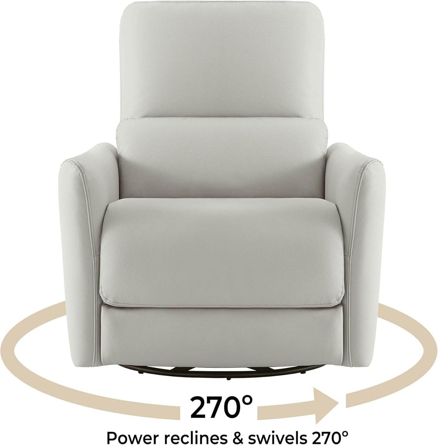 Power Recliner Chair Swivel Glider, FSC Certified Upholstered Faux Leather, Cream - Loft&Timber