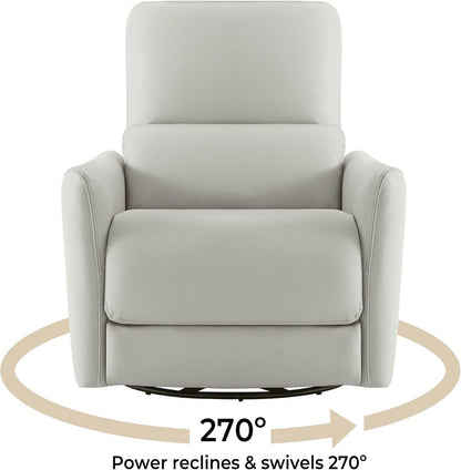 Power Recliner Chair Swivel Glider, FSC Certified Upholstered Faux Leather, Cream - Loft&Timber