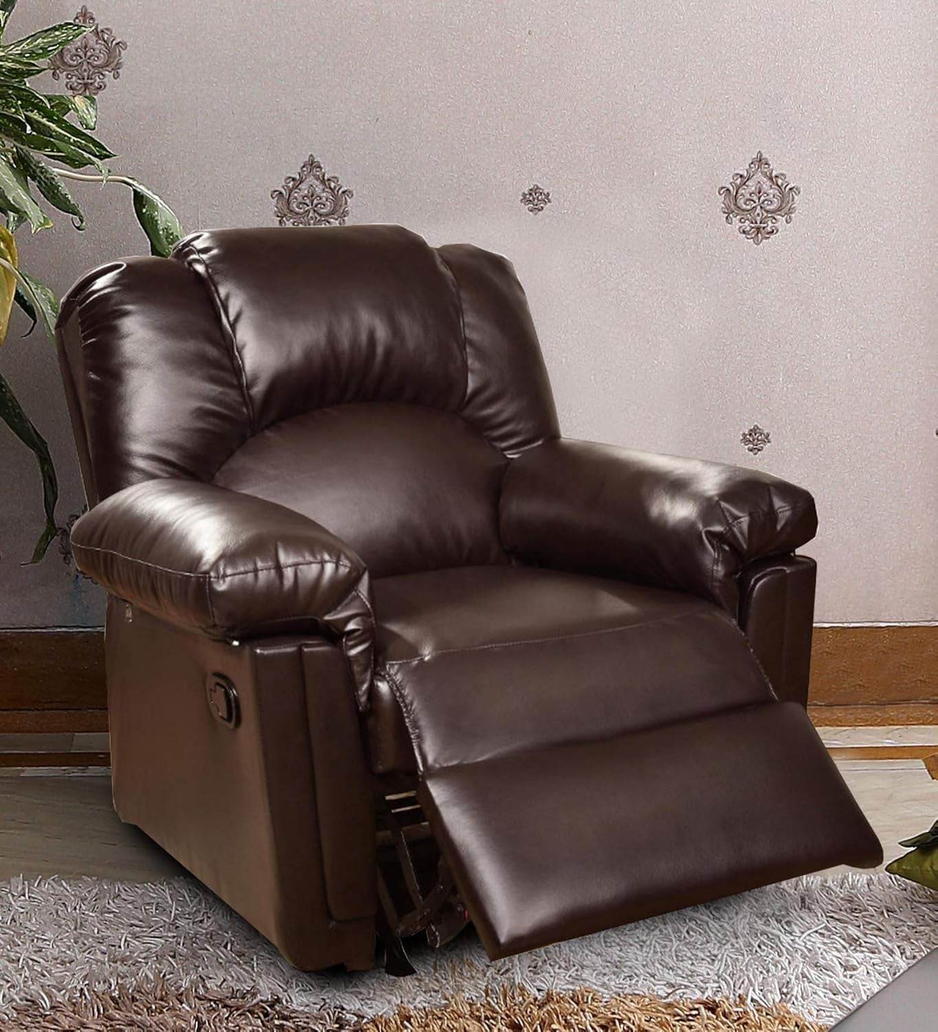 BM171425 41 X 35 X 35 In. Bonded Leather Rocker & Recliner Brown - Loft&Timber