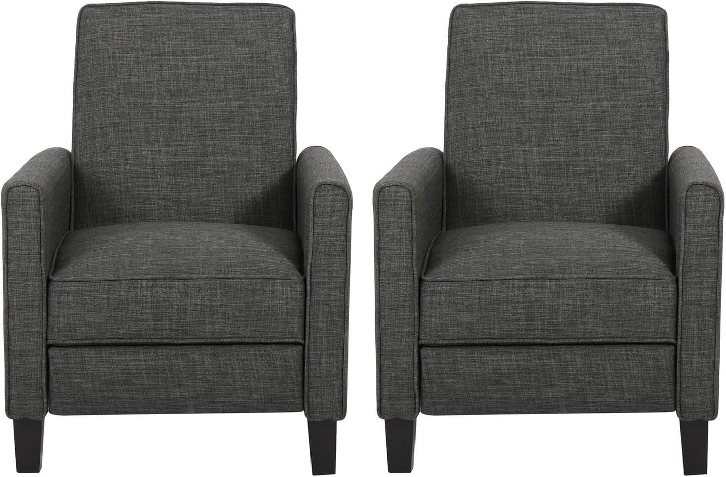 Emmie Fabric Recliner (Set of 2), Moss Gray, Dark Brown - Loft&Timber