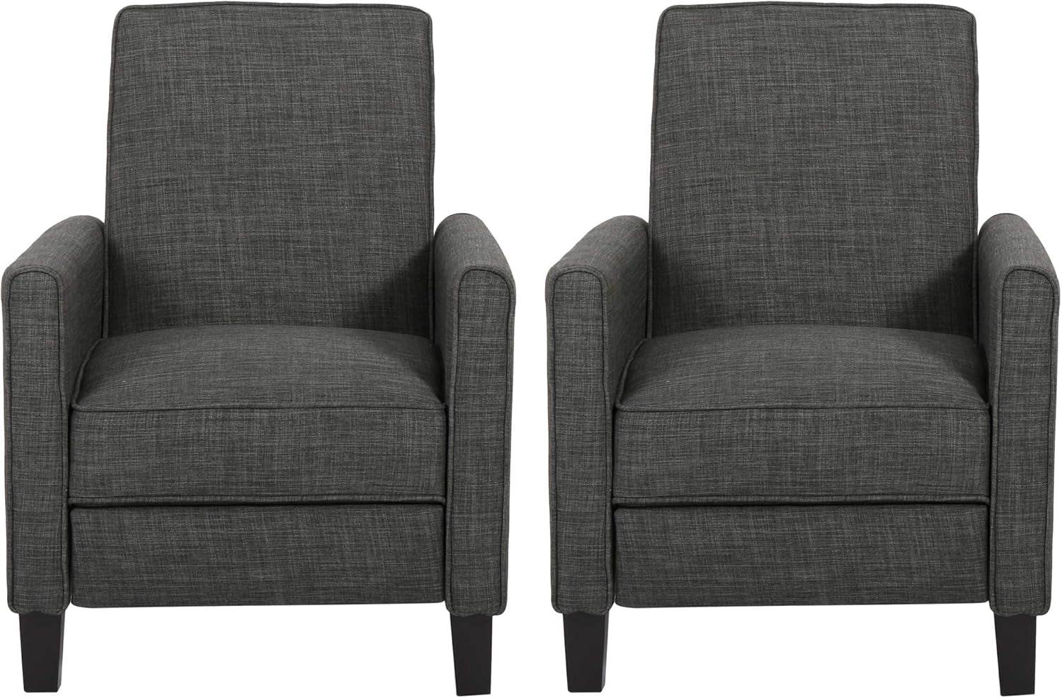 Emmie Fabric Recliner (Set of 2), Moss Gray, Dark Brown - Loft&Timber