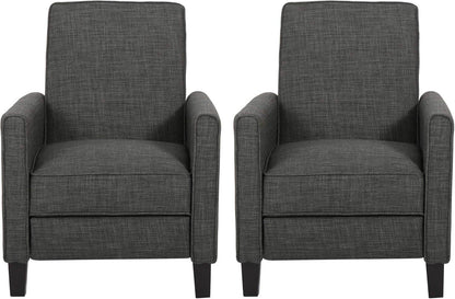 Emmie Fabric Recliner (Set of 2), Moss Gray, Dark Brown - Loft&Timber