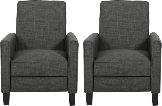 Emmie Fabric Recliner (Set of 2), Moss Gray, Dark Brown - Loft&Timber