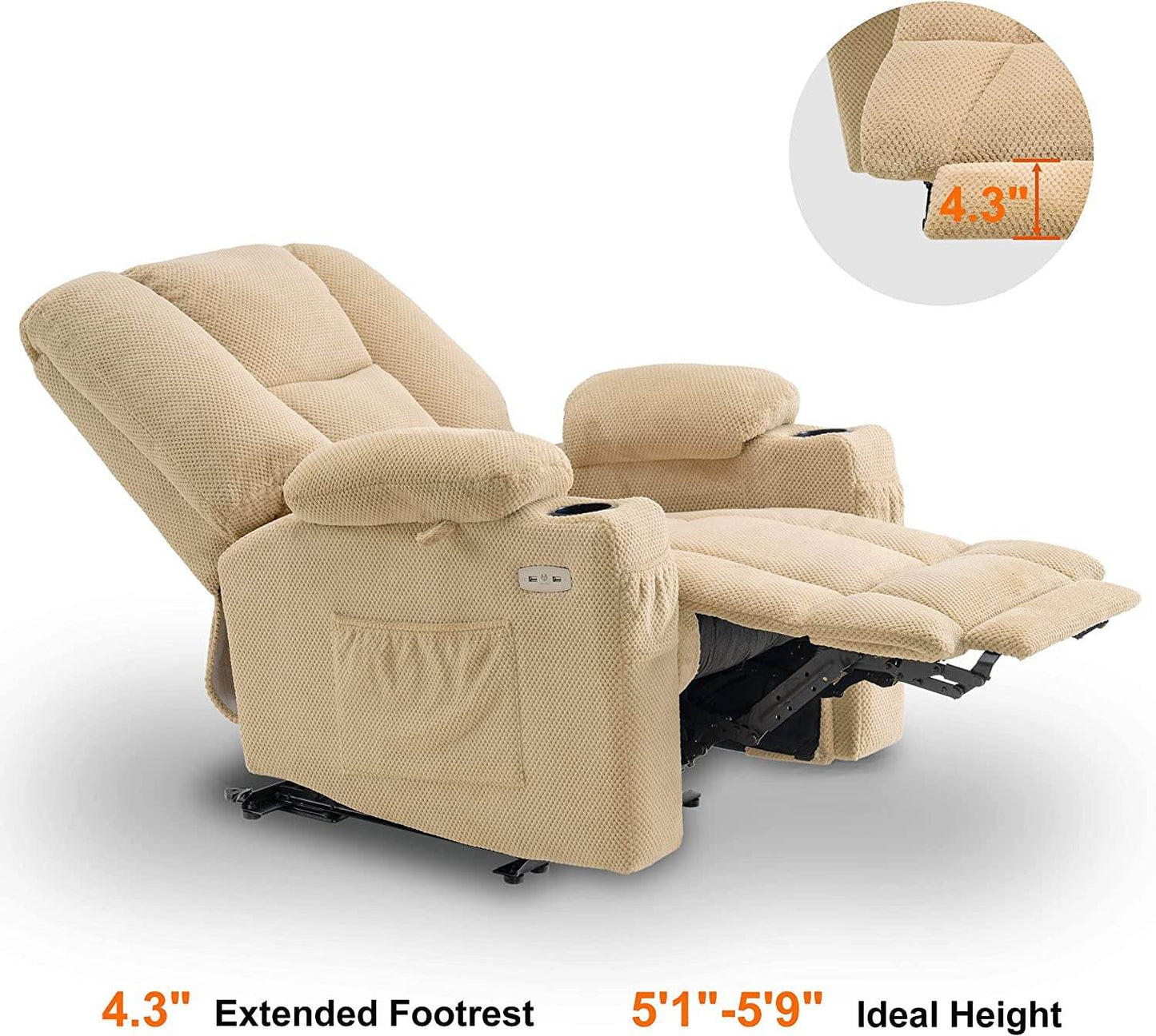 Fabric Electric Power Recliner Chair with Heat - Loft&Timber
