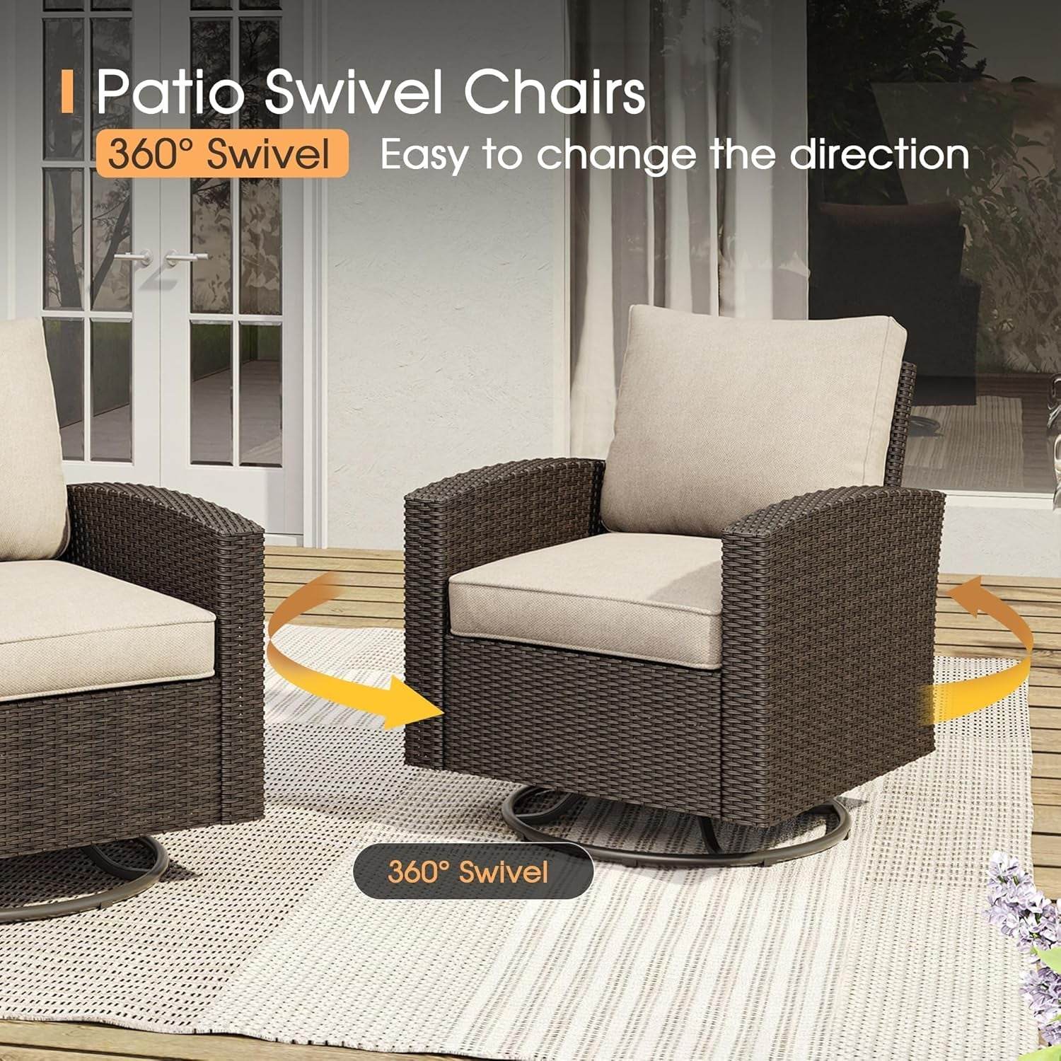 Eight Piece Outdoor Patio Furniture Set with Firepit - Loft&Timber