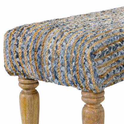 Barongis Blue&Naturak Jute Wood Legs Bench - Loft&Timber