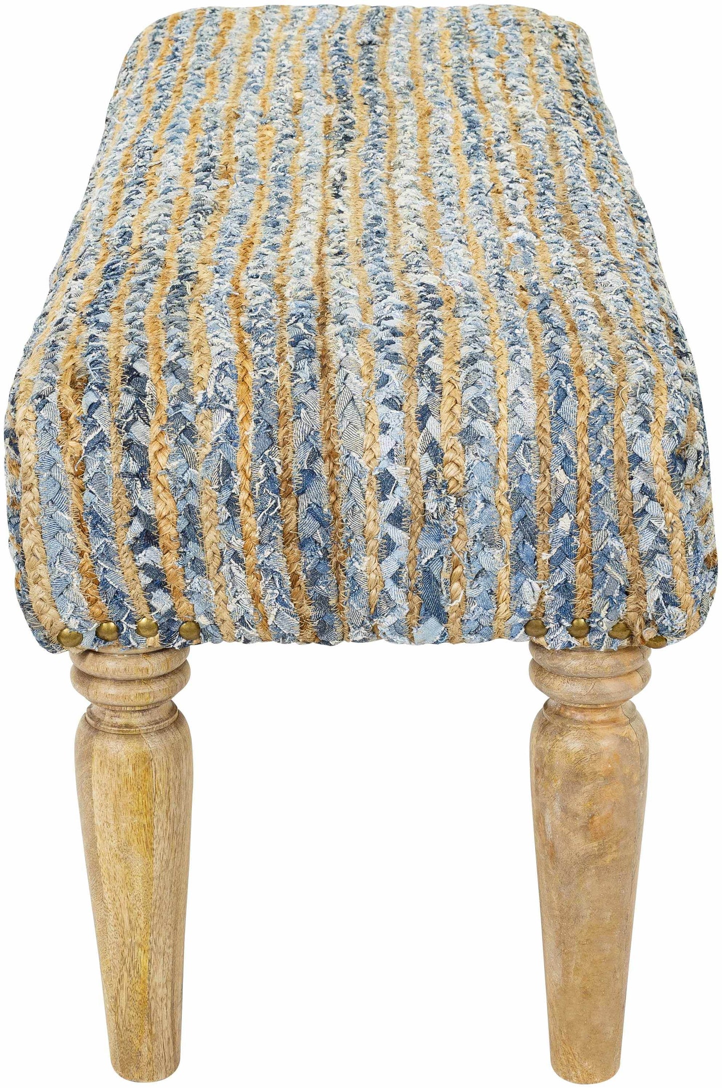 Barongis Blue&Naturak Jute Wood Legs Bench - Loft&Timber