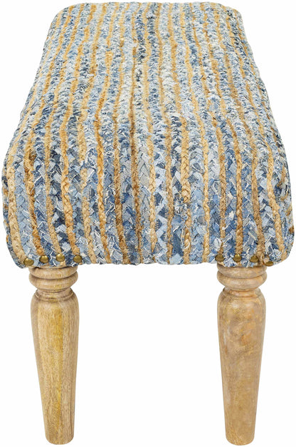 Barongis Blue&Naturak Jute Wood Legs Bench - Loft&Timber