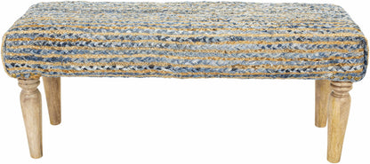 Barongis Blue&Naturak Jute Wood Legs Bench - Loft&Timber