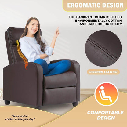 Recliner Chair Single Reclining Sofa, Brown - Loft&Timber