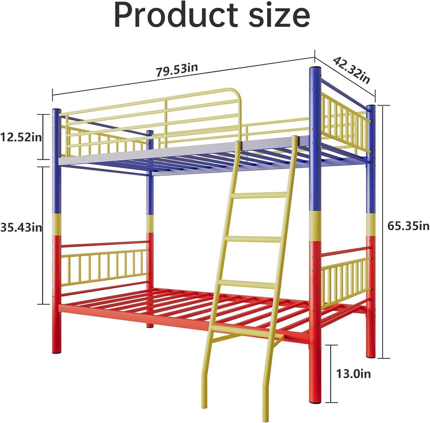 Metal Bunk Bed Twin over Twin,Twin over Full Bunk Bed,Bunk Bed Full over Full,Twin Bunk Beds for Kids with Safety Guardrail and Convertible Bunk Bed Design,Steel Bed for School, Bedroom - Loft&Timber