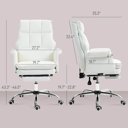 Executive Office Chair, PU Leather in White - Loft&Timber
