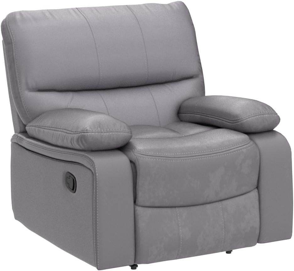 Microfiber Reclining Sofa Couch Set Living Room Set 8007 (Grey, Recliner) - Loft&Timber