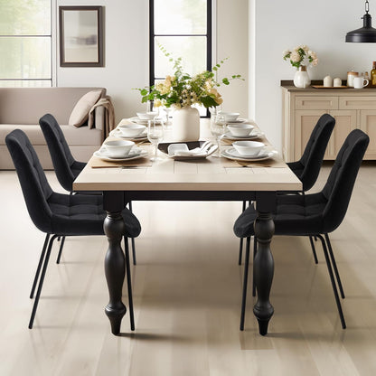 Black Velvet Upholstered Dining Chair Set Of 2 Kitchen-2