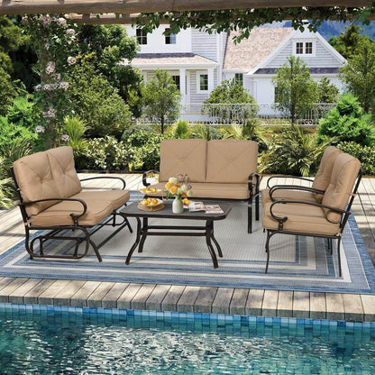 Five Piece Outdoor Metal Patio Furniture Conversation Set - Loft&Timber