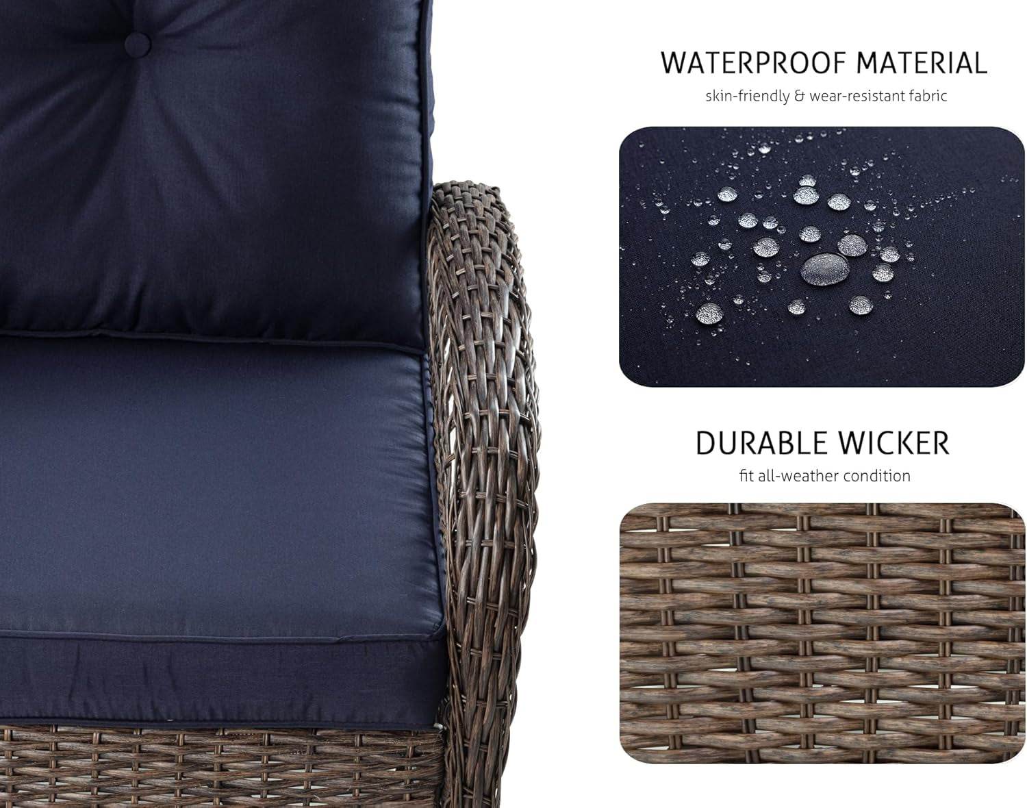 Outdoor Wicker Swivel Glider Rocker Patio Furniture Set - Loft&Timber