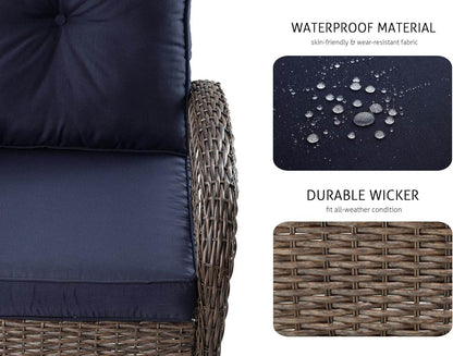 Outdoor Wicker Swivel Glider Rocker Patio Furniture Set - Loft&Timber