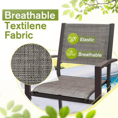 Patio Dining Set 7 Pieces Outdoor Furniture Table and 6 Textilene Chairs, Light Grey - Loft&Timber