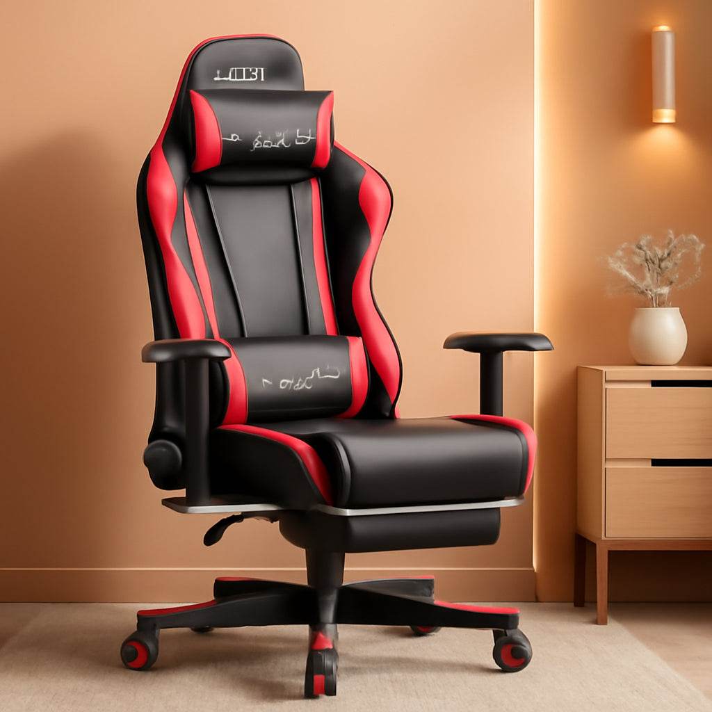Gaming Chair with Footrest (Brickred) - Loft&Timber