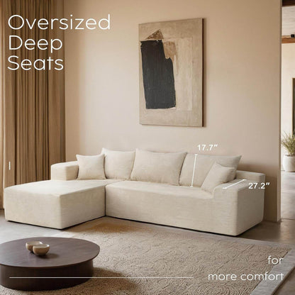 Beige L-Shape Modular Sectional Couch for Living Room - Loft&Timber
