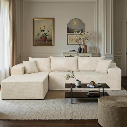 Beige L-Shape Modular Sectional Couch for Living Room - Loft&Timber