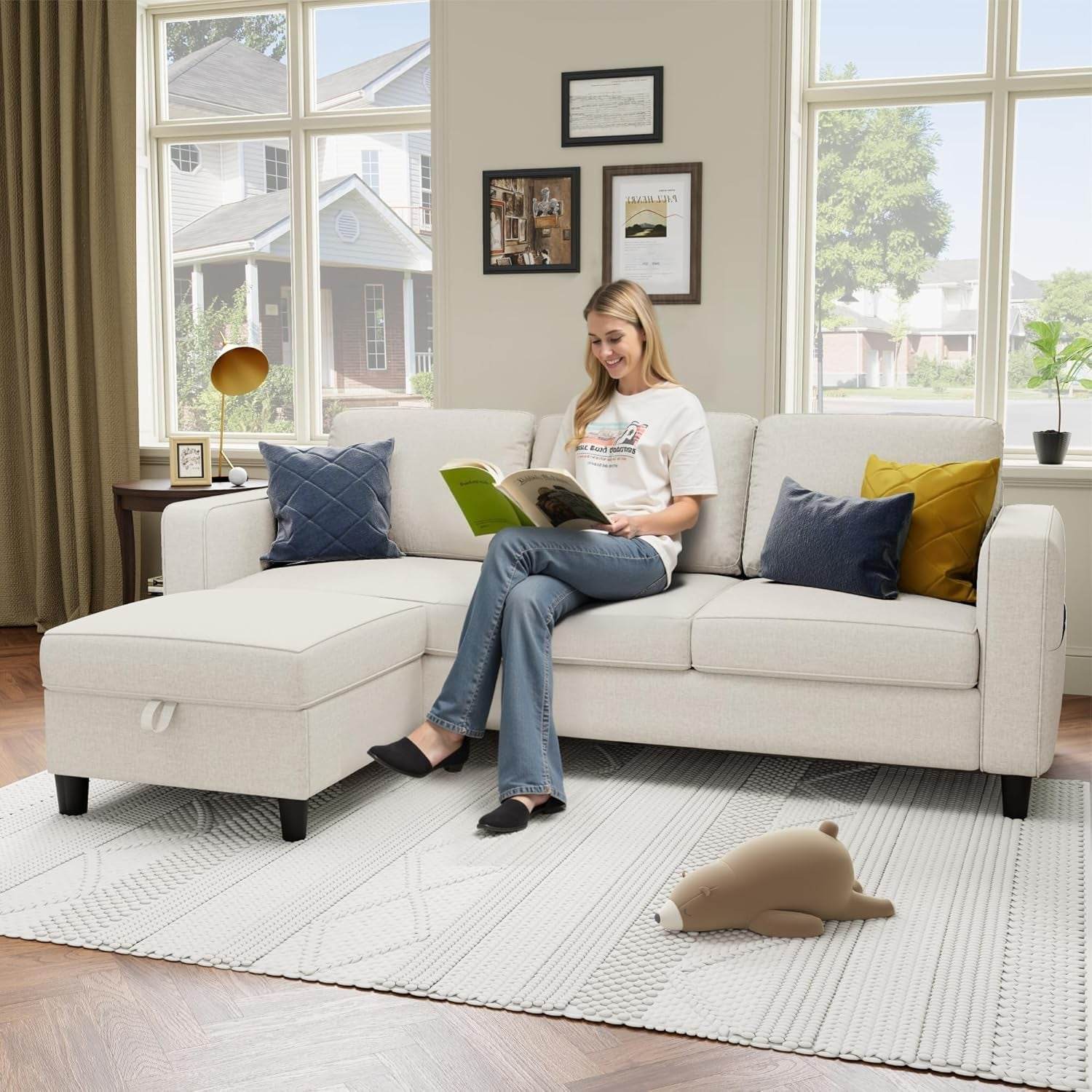 Beige Sectional Sofa for Small Spaces Comfortable and Versatile - Loft&Timber
