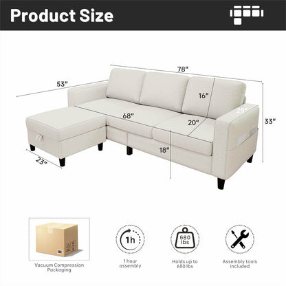 Beige Sectional Sofa for Small Spaces Comfortable and Versatile - Loft&Timber
