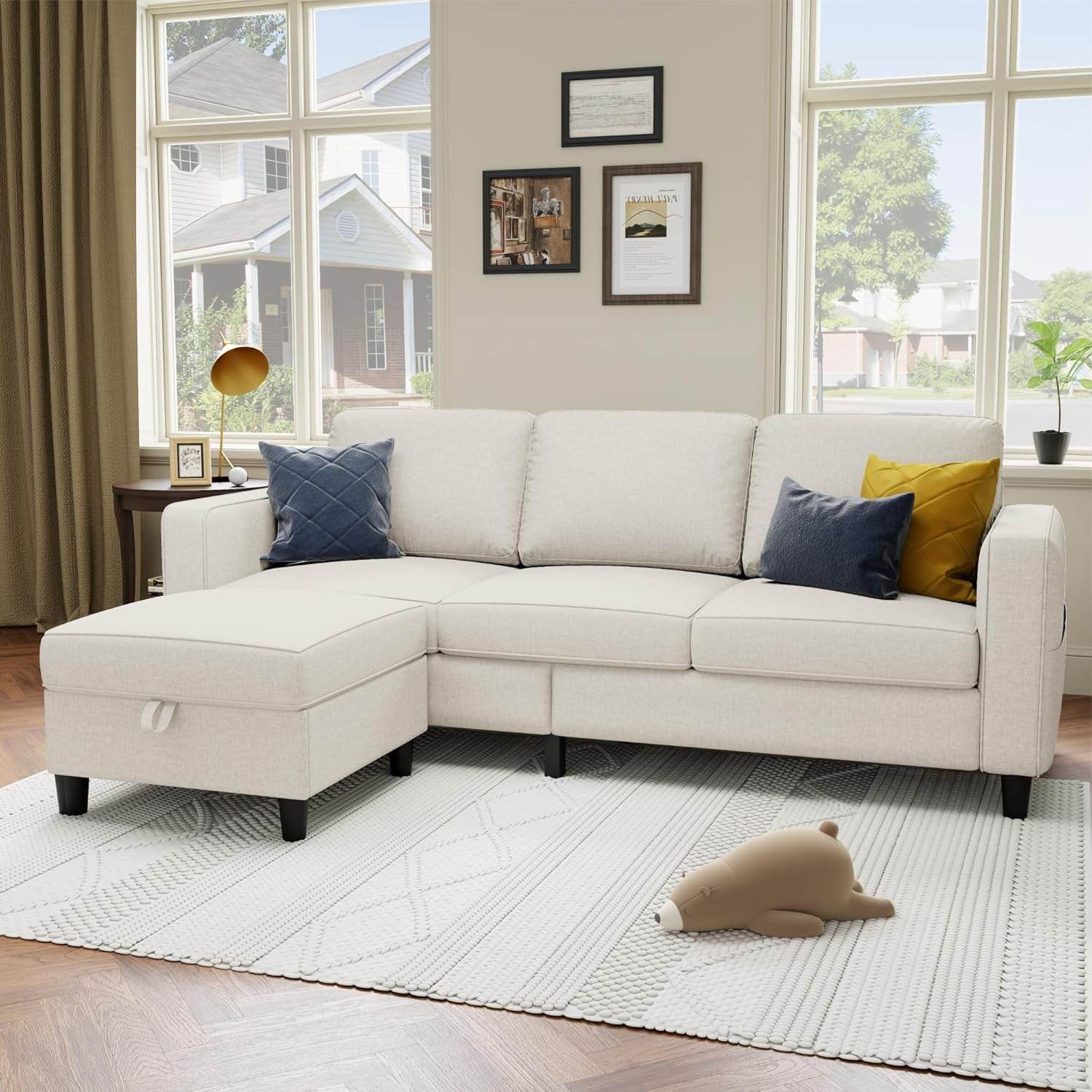 Beige Sectional Sofa for Small Spaces Comfortable and Versatile - Loft&Timber