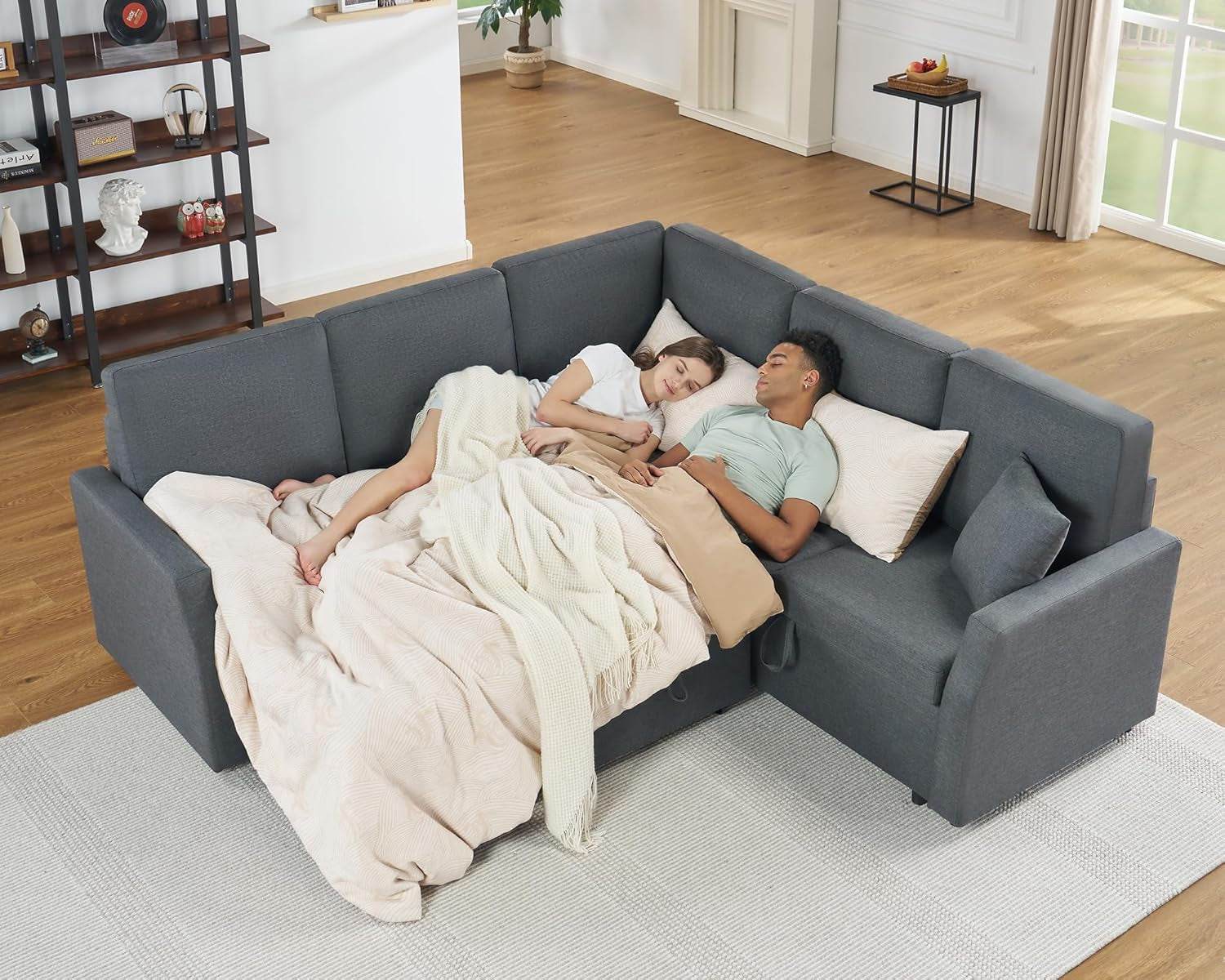 Oversized L-Shaped Sleeper Sectional Sofa with Storage - Loft&Timber