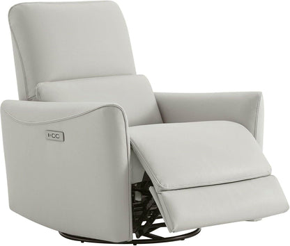 Power Recliner Chair Swivel Glider, FSC Certified Upholstered Faux Leather, Cream - Loft&Timber