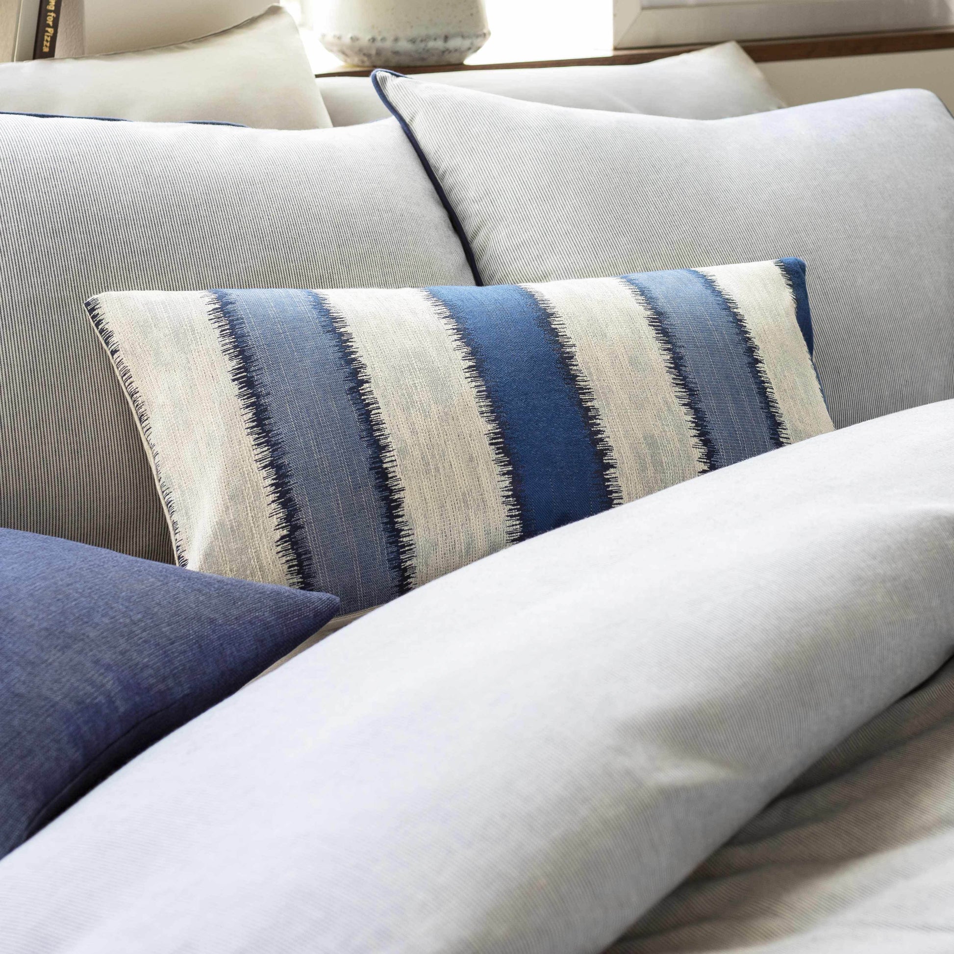 Borger Navy White Striped Lumbar Pillow - Loft&Timber