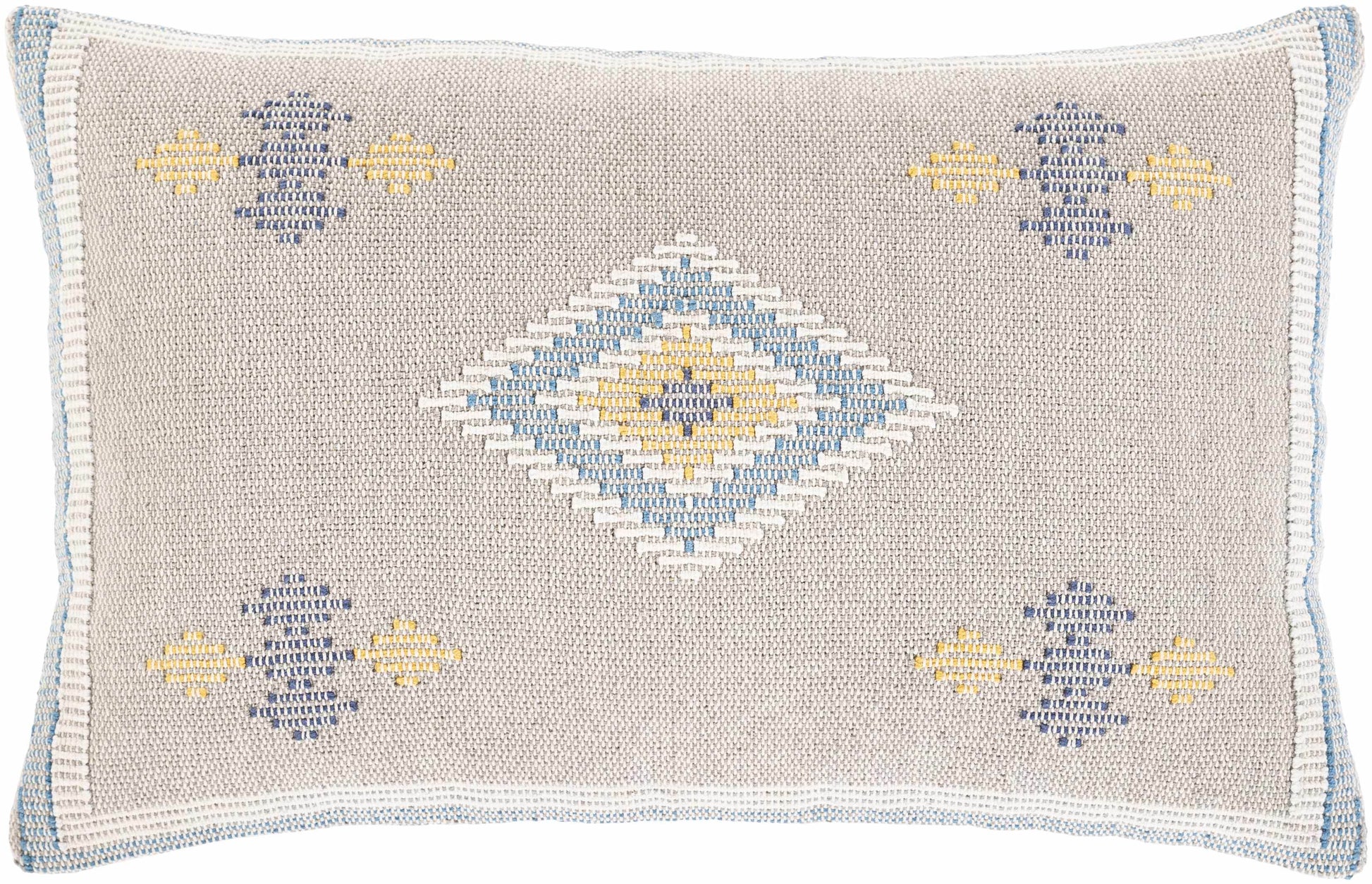 Boyanup Cream Geometric Embroidery Lumbar Pillow - Clearance - Loft&Timber