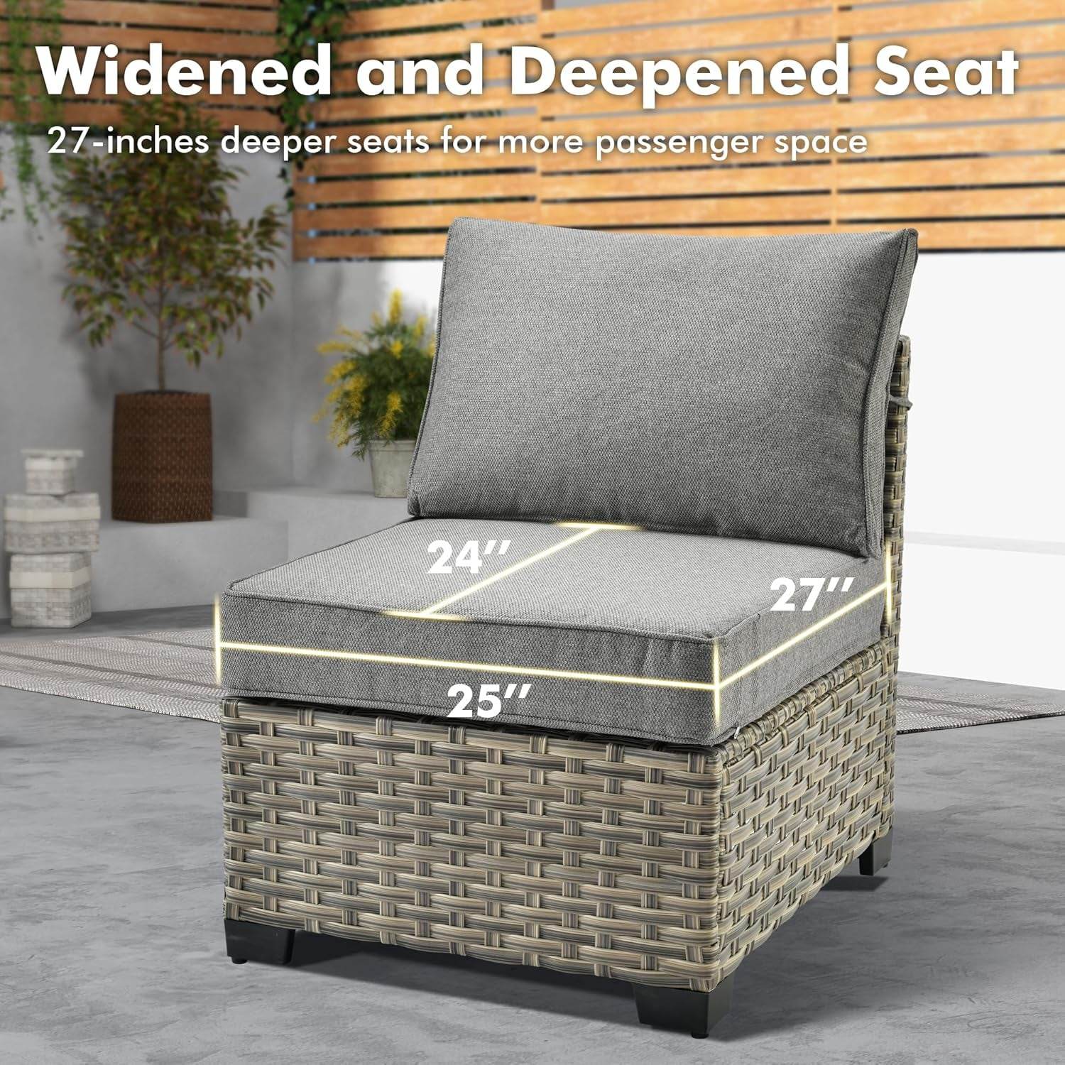 WEAXTY 6 Pieces Wicker Patio Furniture,Outdoor Sectional Furniture Set with Cushions and Luminous Coffee Table,All-Weather Conversation Sets Patio Furniture(Dark Gray) - Loft&Timber