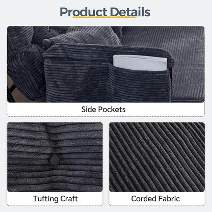 Dark Grey Double Adjustable 5-Position Floor Sofa - Loft&Timber