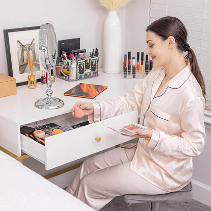Vanity Desk with Drawers - White and Gold - Loft&Timber