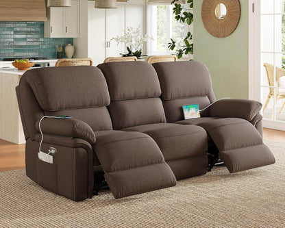 Power Recliner Sofa, Brown Chenille - Loft&Timber