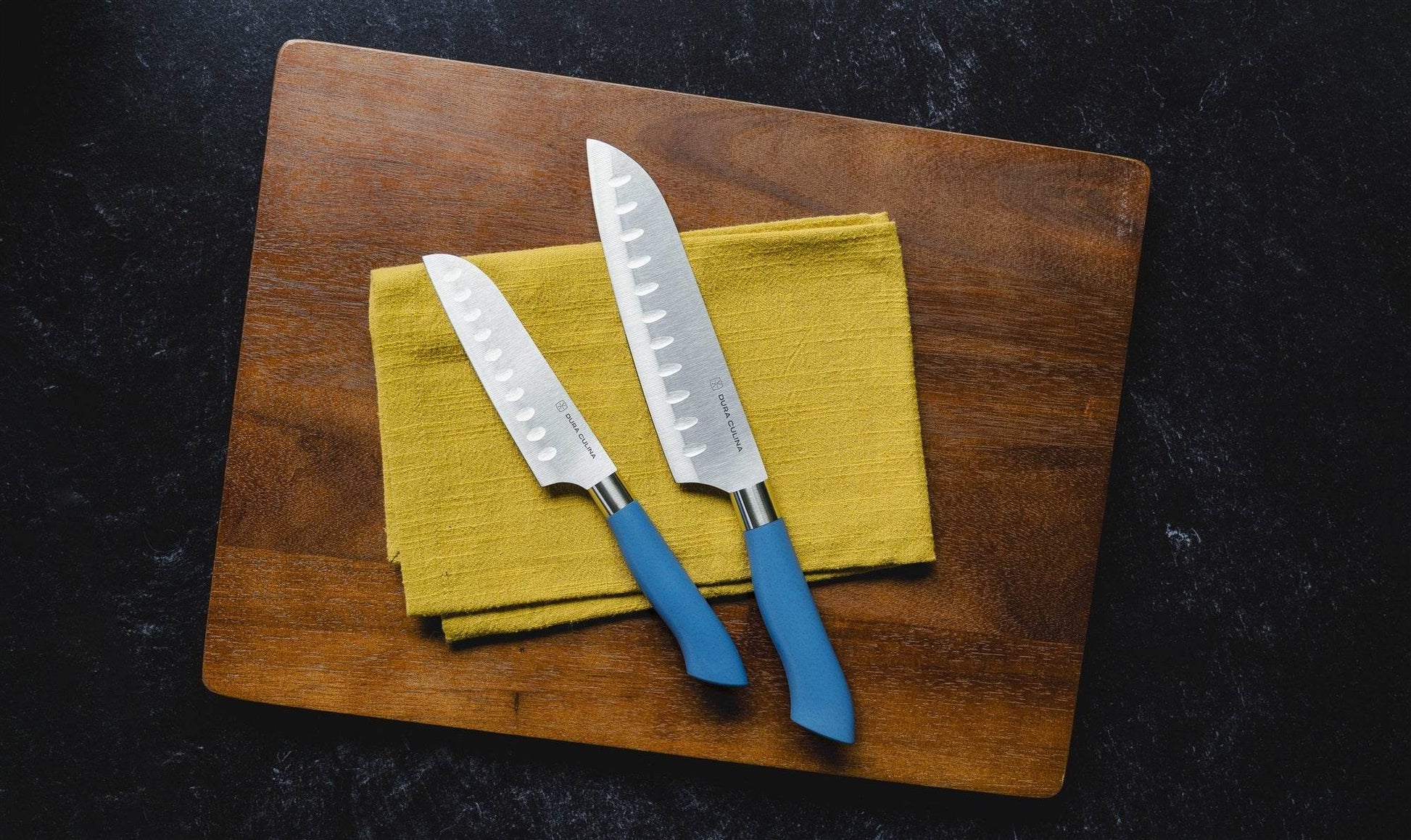 EcoCut 2 Piece Santoku Knife Set With Blade Guards, Blue - Loft&Timber