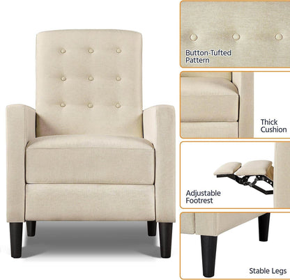 Fabric Recliner Chair Mid-Century Modern Recliner, Beige - Loft&Timber