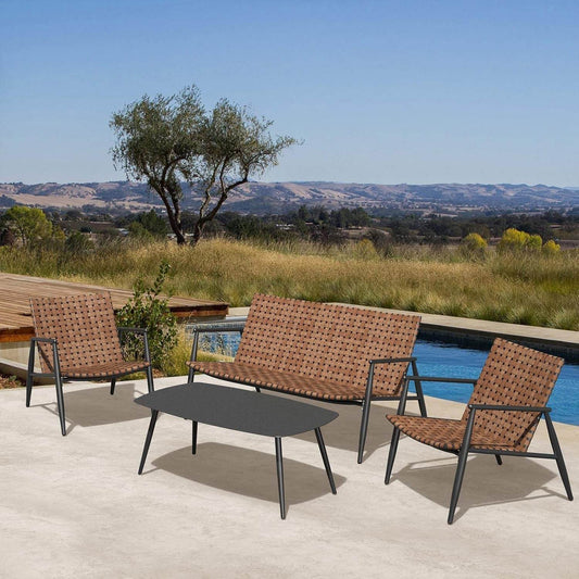 Vintage Brown Wicker Outdoor Furniture Set for Patio - Loft&Timber