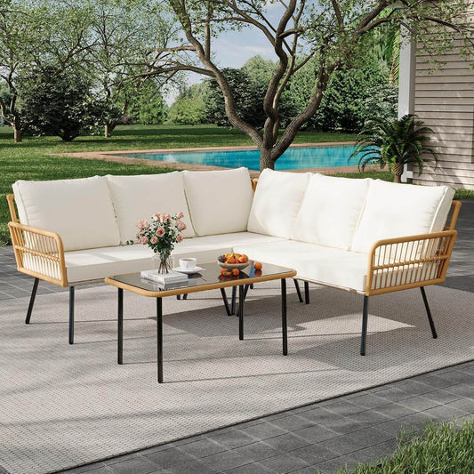 Wicker Patio Furniture Set with Cushions for Outdoor - Loft&Timber