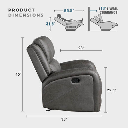 Rocker Recliner Chair, Reclining Rocking Chair, Home Theater Reclining Seat, Manual Recliner Seat for Living Room, Nursery, Bedroom, Office, Apartment, Grey - Loft&Timber