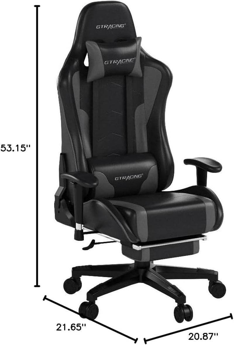 Gaming Chair with Footrest (Gray) - Loft&Timber