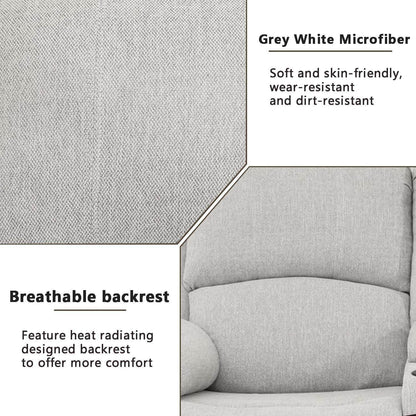 Grey White Microfiber Leather Recliner Sofa Set - Loft&Timber