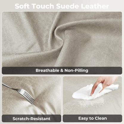 Ergonomic Home Office Chair, Mid-Century Modern Leather Chair with Lumbar Support (Beige, Suede Leather) - Loft&Timber