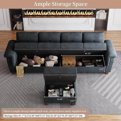 Dark Gray L-Shaped Sectional Couch with Storage - Loft&Timber