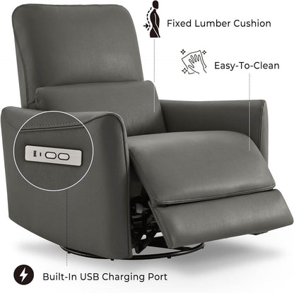 Power Recliner Chair Swivel Glider, Charcoal - Loft&Timber