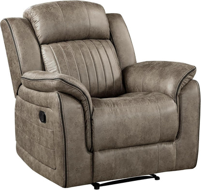 Modern Recliner Living Room Set, Sandy Brown Microfiber Upholstery, 3-Piece Set (Reclining Chair, Loveseat, Sofa), 83.5"L X 38"W X 41"H-3