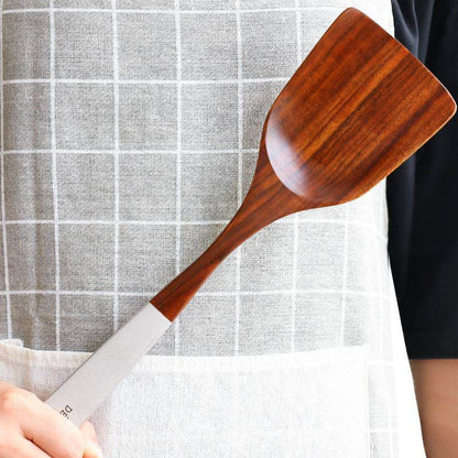 Teak Lacquer Kitchen Utensils | Japanese-Style Soup Spoon & Vegetable Shovel - Loft&Timber